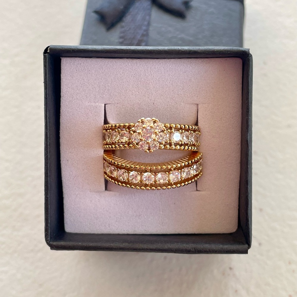 18k Gold Plated Eternity Band Rings Size 7.75